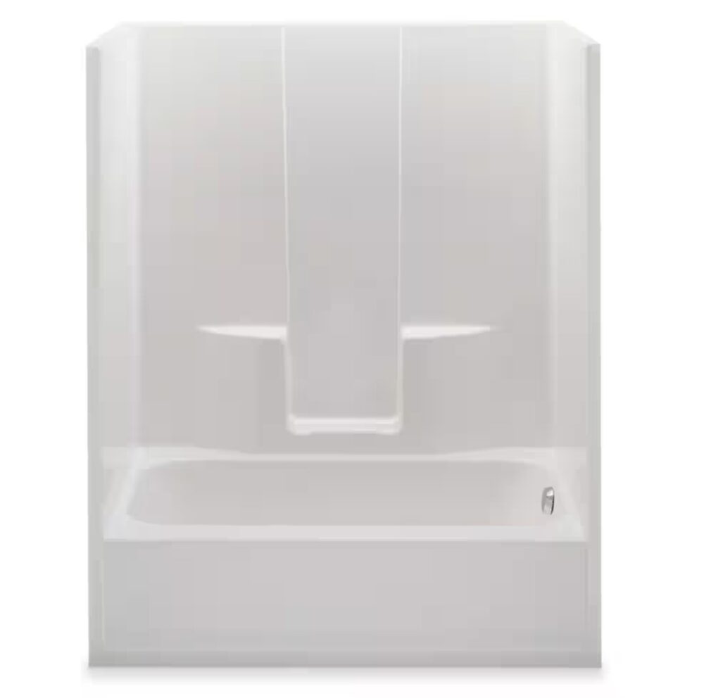 Everyday 60 in. x 34.5 in. x 76.5 in. 1-Piece Bath and Shower Kit with Right Drain in White - Image 3